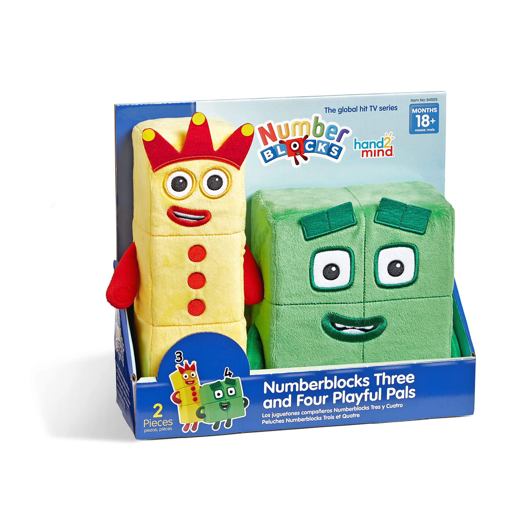hand2mind Numberblocks Three & Four Playful Pals, Plush Figure